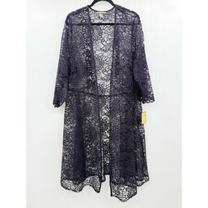 Maya Brooke Allover Lace Topper Jacket Sz 22W Dark Purple Feminine Formal New